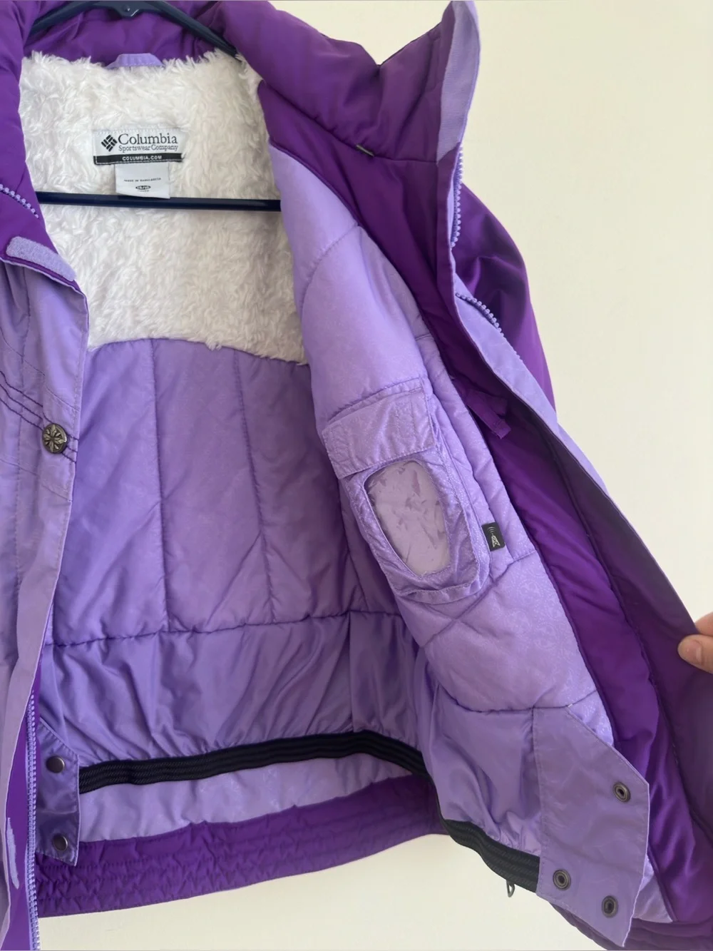 Columbia Girls Youth 14/16 Winter Jacket Purple Fleece Lined Ski Coat